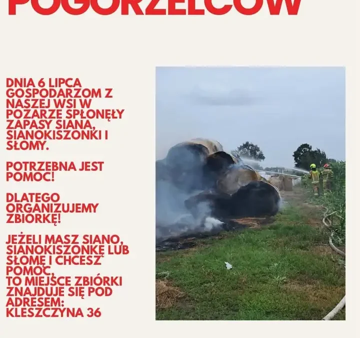 Zbiórka darów dla poszkodowanych w pożarze w Kleszczynie