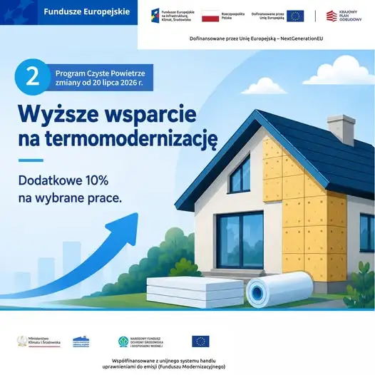 Program Czyste Powietrze: wyższe dofinansowanie i łatwiejszy dostęp od 20 lipca