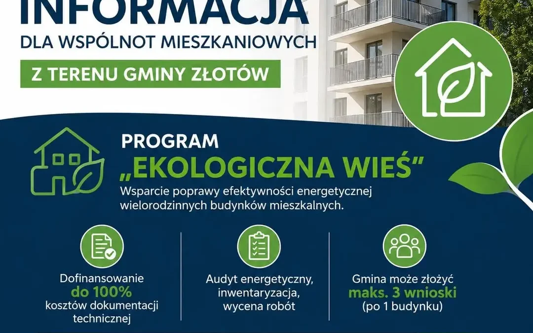 Gmina Złotów zaprasza wspólnoty mieszkaniowe do programu „Ekologiczna wieś”