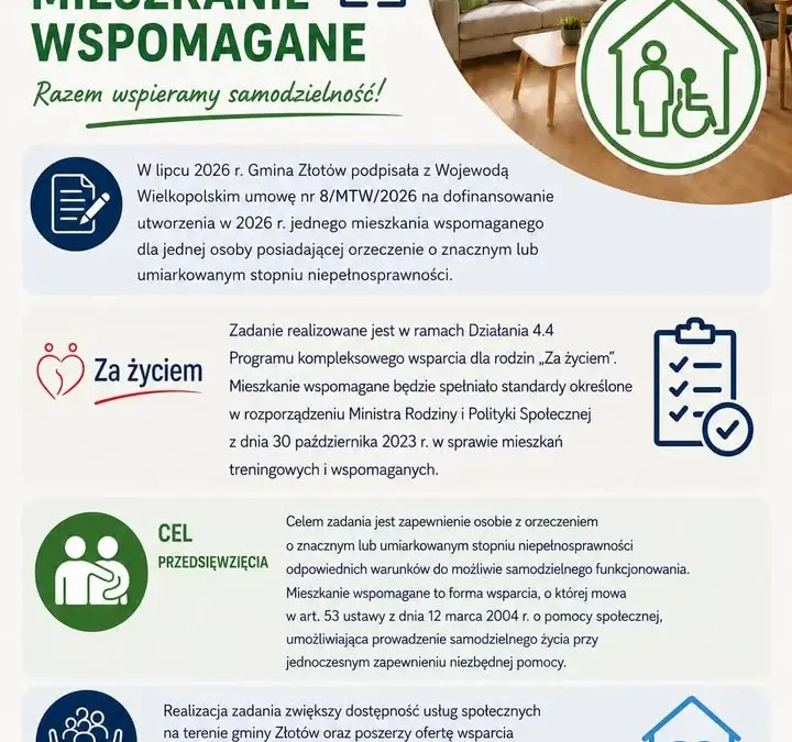 Gmina Złotów tworzy mieszkanie wspomagane dla osób z niepełnosprawnościami