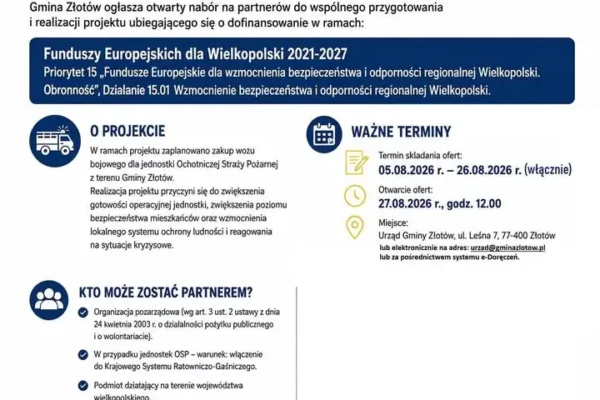 Gmina Złotów szuka partnera do projektu zakupu wozu bojowego dla OSP