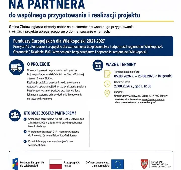 Gmina Złotów szuka partnera do projektu zakupu wozu bojowego dla OSP
