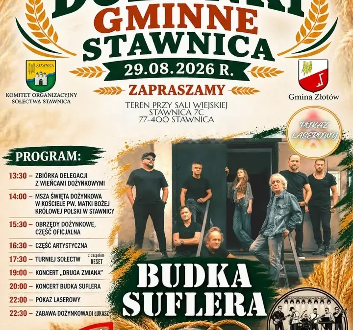 Dożynki Gminne w Stawnicy – program, koncerty i wspólne świętowanie