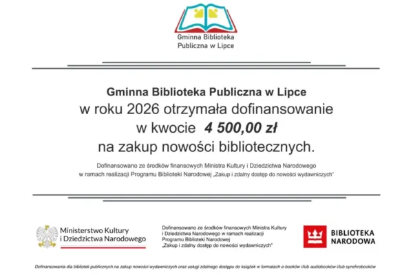 Biblioteka w Lipce wzbogaci księgozbiór dzięki dotacji ministerialnej