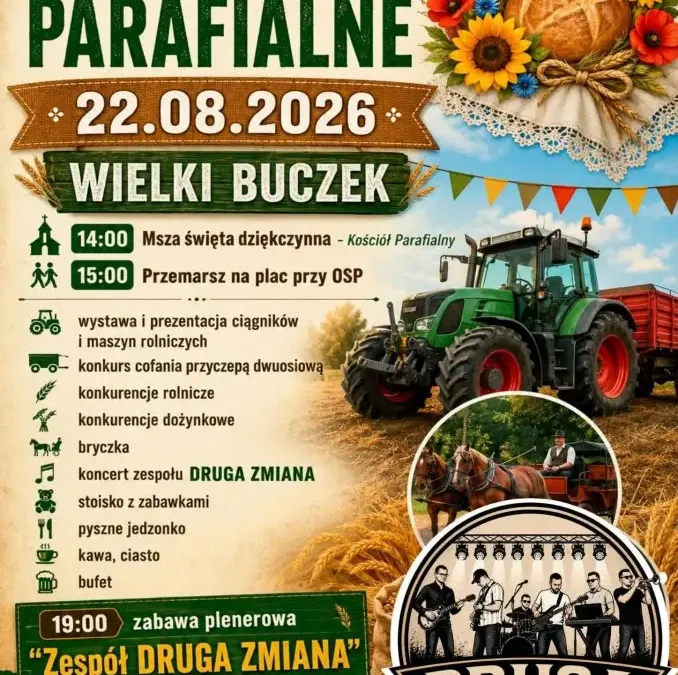 Dożynki parafialne w Wielkim Buczku – święto plonów z konkursami i zabawą