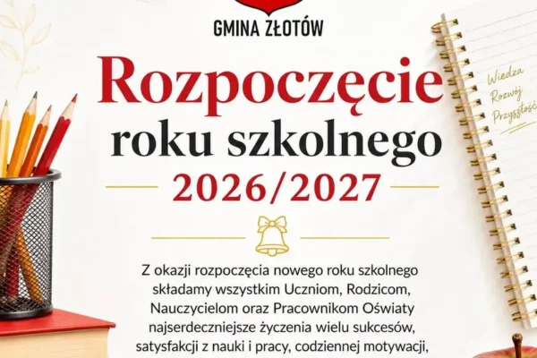 Życzenia na nowy rok szkolny 2026/2027 od Gminy Złotów