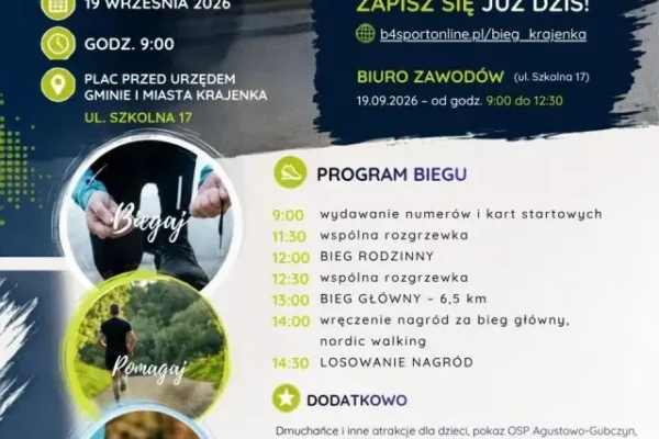 Krajenka: w sobotę 19 września utrudnienia w ruchu z powodu biegu „Twój Bieg na 6+”