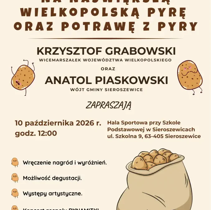 Konkurs na największą wielkopolską pyrę i potrawę z pyry – finał 10 października w Sieroszewicach
